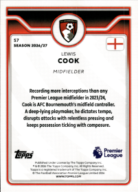 Lewis Cook - Topps Flagship Premier League Base Set 2026-27, Nr. 57