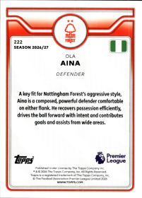 Ola Aina - Topps Flagship Premier League Base Set 2026-27, Nr. 222