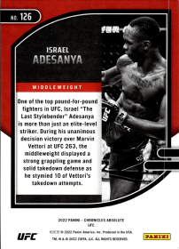 Israel Adesanya - Panini Chronicles UFC Absolute 2022, Nr. 126