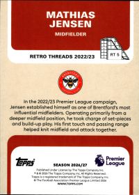 Mathias Jensen - Topps Flagship Premier League Retro Threads 2026-27, Nr. RT 5 – Insert