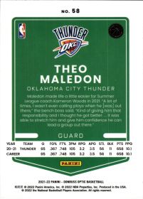Theo Maledon - Panini Donruss Optic Base Set 2021-22, Nr. 58