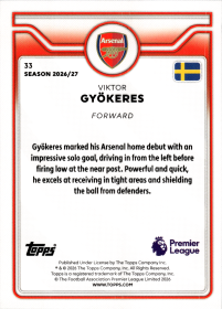 Viktor Gyökeres - Topps Flagship Premier League Base Set 2026-27, Nr. 33