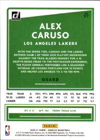Alex Caruso - Panini Donruss Base Set 2020-21, Nr. 97