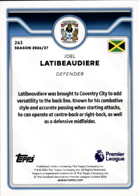Joel Latibeaudiere - Topps Flagship Premier League Base Set 2026-27, Nr. 263 – Rookie Card