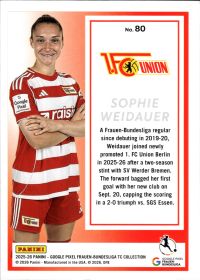 Sophie Weidauer - Panini Frauen-Bundesliga TC Collection Base Set 2025-26, Nr. 80