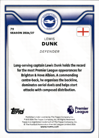 Lewis Dunk - Topps Flagship Premier League Base Set 2026-27, Nr. 79