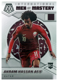 Akram Hassan Afif - Panini Mosaic FIFA Road to World Cup International Men of Mastery 2021-22, Nr. 31 – Rookie Card, Insert