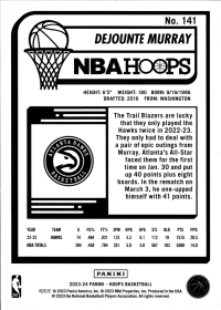 Dejounte Murray - Panini Hoops Base Set 2023-24, Nr. 141