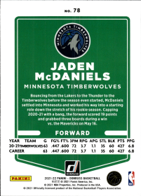 Jaden McDaniels - Panini Donruss Base Set 2021-22, Nr. 78