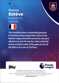 Maxime Estève - Topps Chrome Premier League Base Set 2025-26, Nr. 51 – RayWave Refractor