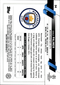 Cole Palmer - Topps Chrome UEFA Club Competitions Base Set 2022-23, Nr. 34 – All-Star Rookie