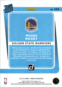 Moses Moody - Panini Donruss Rated Rookie 2021-22, Nr. 234