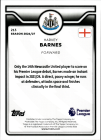 Harvey Barnes - Topps Flagship Premier League Base Set 2026-27, Nr. 213