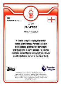 James McAtee - Topps Flagship Premier League Base Set 2026-27, Nr. 223