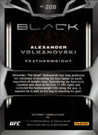Alexander Volkanovski - Panini Chronicles UFC Black 2022, Nr. 208 – Bronze