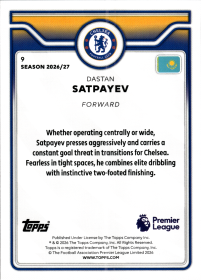 Dastan Satpayev - Topps Flagship Premier League Future Stars 2026-27, Nr. 9