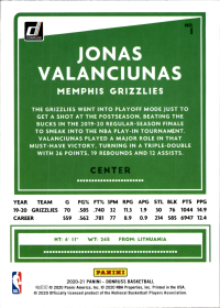 Jonas Valanciunas - Panini Donruss Base Set 2020-21, Nr. 1