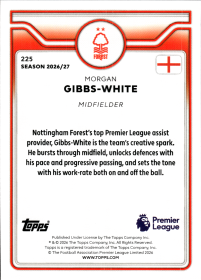 Morgan Gibbs-White - Topps Flagship Premier League Base Set 2026-27, Nr. 225