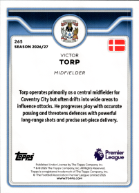 Victor Torp - Topps Flagship Premier League Base Set 2026-27, Nr. 265