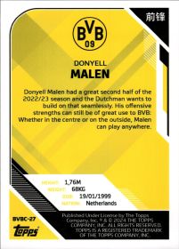 Donyell Malen - Topps Borussia Dortmund Team Set China Edition Base Set 2023-24, Nr. BVBC-27