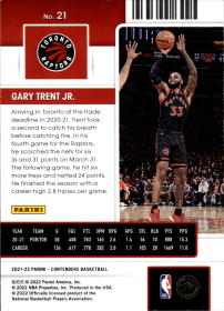 Gary Trent Jr. - Panini Contenders Season Ticket 2021-22, Nr. 21