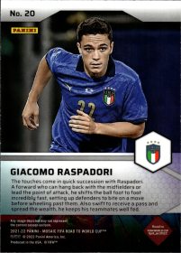 Giacomo Raspadori - Panini Mosaic FIFA Road to World Cup Pitch Masters 2021-22, Nr. 20 – Rookie Card, Insert
