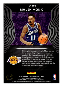 Malik Monk - Panini Illusions Base Set 2021-22, Nr. 100