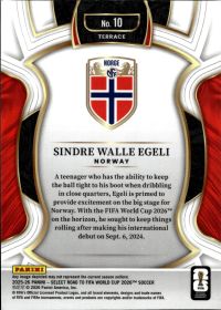 Sindre Walle Egeli - Panini Select FIFA Road to World Cup Terrace 2025-26, Nr. 10 – Rookie Card