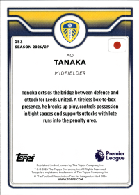 Ao Tanaka - Topps Flagship Premier League Base Set 2026-27, Nr. 153