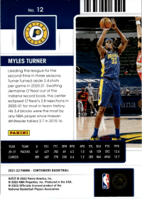 Myles Turner - Panini Contenders Season Ticket 2021-22, Nr. 12