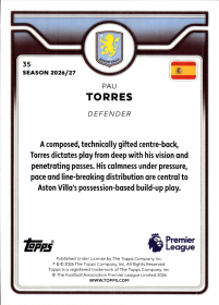Pau Torres - Topps Flagship Premier League Base Set 2026-27, Nr. 35