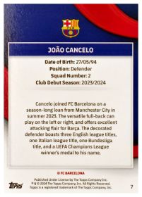 João Cancelo - Topps FC Barcelona Team Set First Team 2023-24, Nr. 7 – Nummeriert, Orange