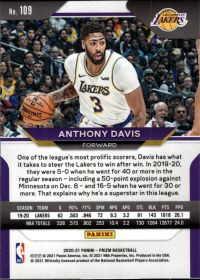 Anthony Davis - Panini Prizm Base Set 2020-21, Nr. 109