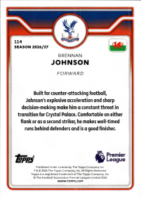 Brennan Johnson - Topps Flagship Premier League Base Set 2026-27, Nr. 114