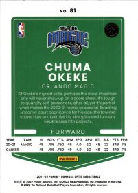 Chuma Okeke - Panini Donruss Optic Base Set 2021-22, Nr. 81