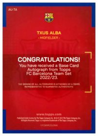 Txus Alba - Topps FC Barcelona Team Set Autographs 2022-23, Nr. AU-TA – Rookie Card, Autogramm