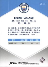 Erling Haaland - DAKA Manchester City Set Holocene 2023-24, Nr. NO-13