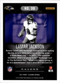 Lamar Jackson - Panini Illusions Base Set 2021, Nr. 38 – Trophy Collection Emerald