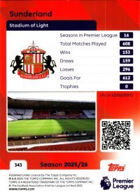 Sunderland - Topps Match Attax Premier League Club Badge 2025-26, Nr. 343