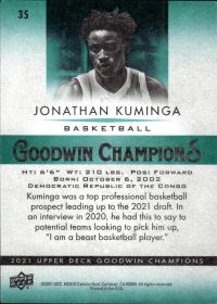 Jonathan Kuminga - Upper Deck Goodwin Champions Base Set 2021, Nr. 35
