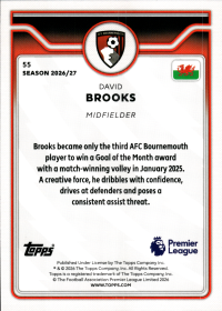 David Brooks - Topps Flagship Premier League Base Set 2026-27, Nr. 55