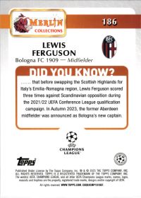 Lewis Ferguson - Topps Merlin Chrome UEFA Club Competitions Base Set 2024-25, Nr. 186