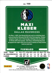 Maxi Kleber - Panini Donruss Base Set 2021-22, Nr. 150