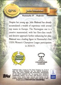 Julie Blakstad - Topps Chrome UEFA Women's Champions League Queens of Football 2025-26, Nr. QF-14 – Rookie Card, Insert