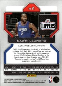 Kawhi Leonard - Panini Prizm Base Set 2021-22, Nr. 71