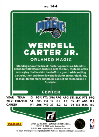 Wendell Carter Jr. - Panini Donruss Base Set 2021-22, Nr. 144