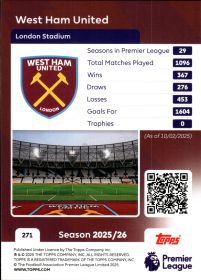West Ham United - Topps Match Attax Premier League Club Badge 2025-26, Nr. 271