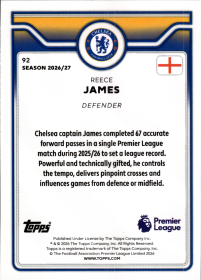 Reece James - Topps Flagship Premier League Base Set 2026-27, Nr. 92