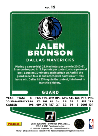Jalen Brunson - Panini Donruss Base Set 2021-22, Nr. 19