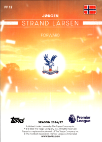 Jørgen Strand Larsen - Topps Flagship Premier League Flying the Flag 2026-27, Nr. FF 12 – Insert